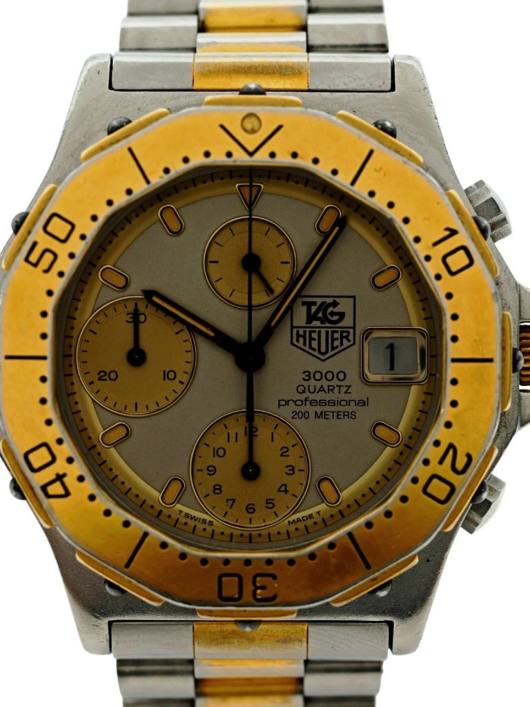 Tag Heuer 38mm Men's Two Tone Series 3000 Grey Dial Chronograph Watch- 234.206! — image 8 of 8